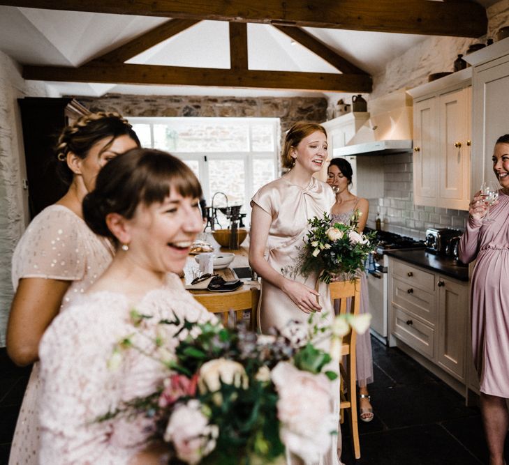 Pregnant Bridesmaid in Pink Dress