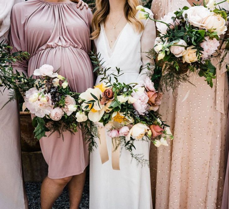 Blush Spring Wedding Bouquets with Peonies and Roses