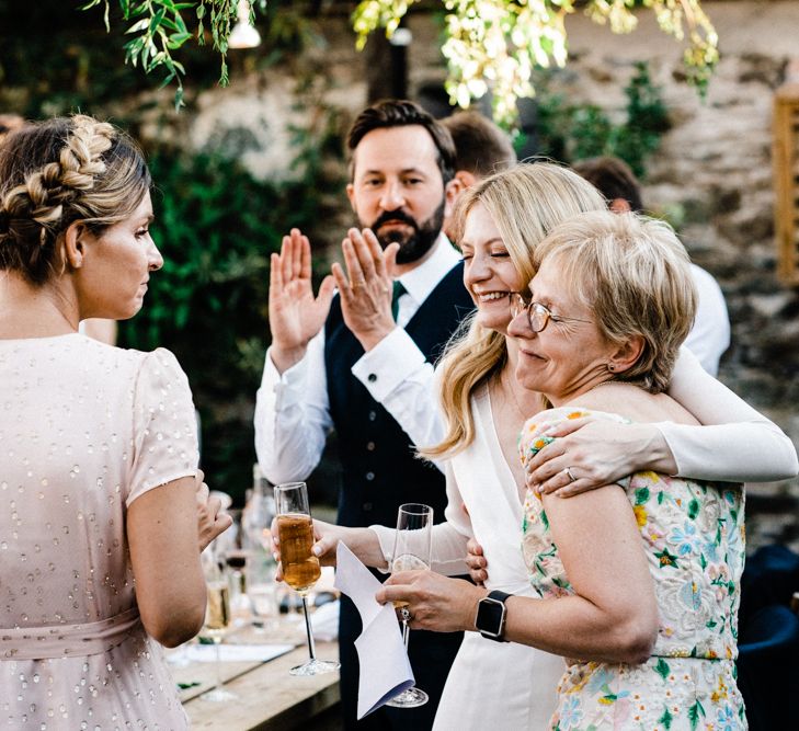 Bride Embracing Her mum during the wedding speeches