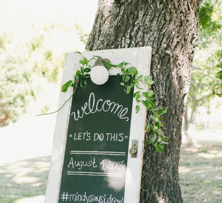 Vintage Door Painted with Chalk Paint Made into Wedding Sign