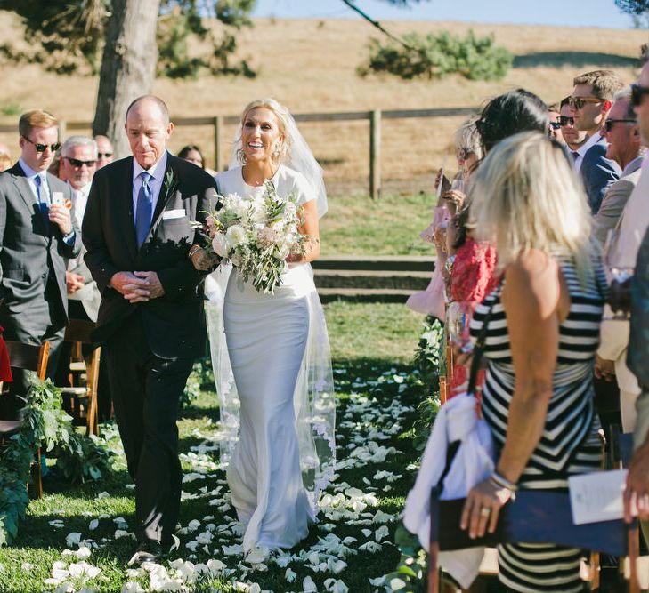 Outdoor Wedding Ceremony Bridal Entrance in Fitted Noel and Jean Bridal Separates