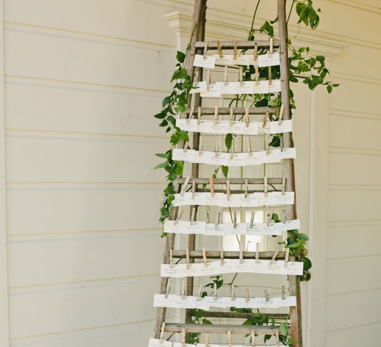 Wooden Ladder with Pegged Escort Cards