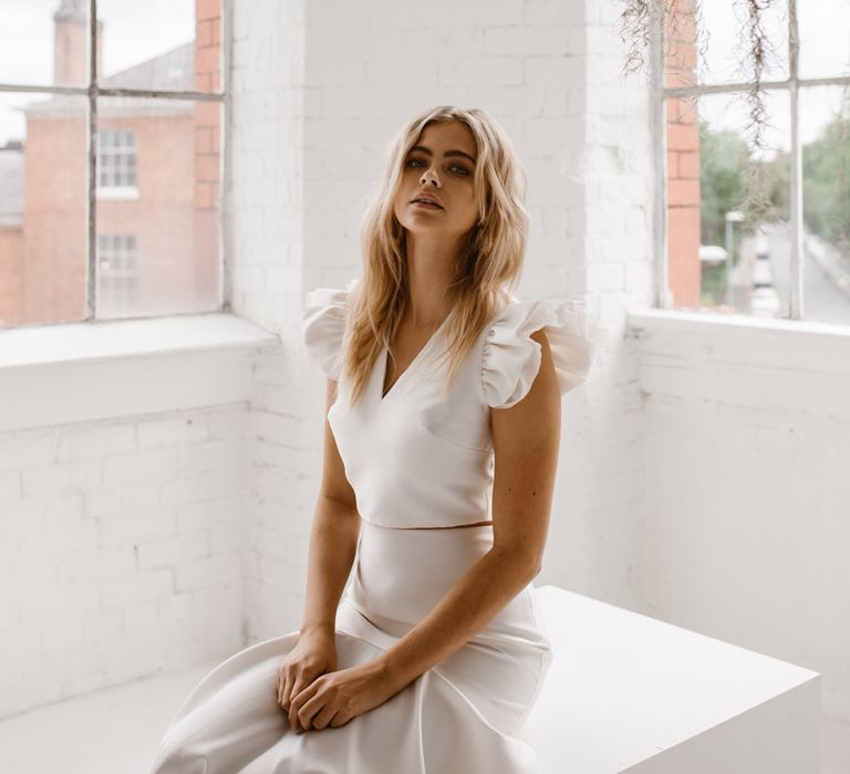 Bridal Separates From Halfpenny London // Minimalist Bridal Inspiration Styled By One Stylish Day With Foliage &amp; Dried Flowers // Bridal Wear By Halfpenny London // Images By Agnes Black