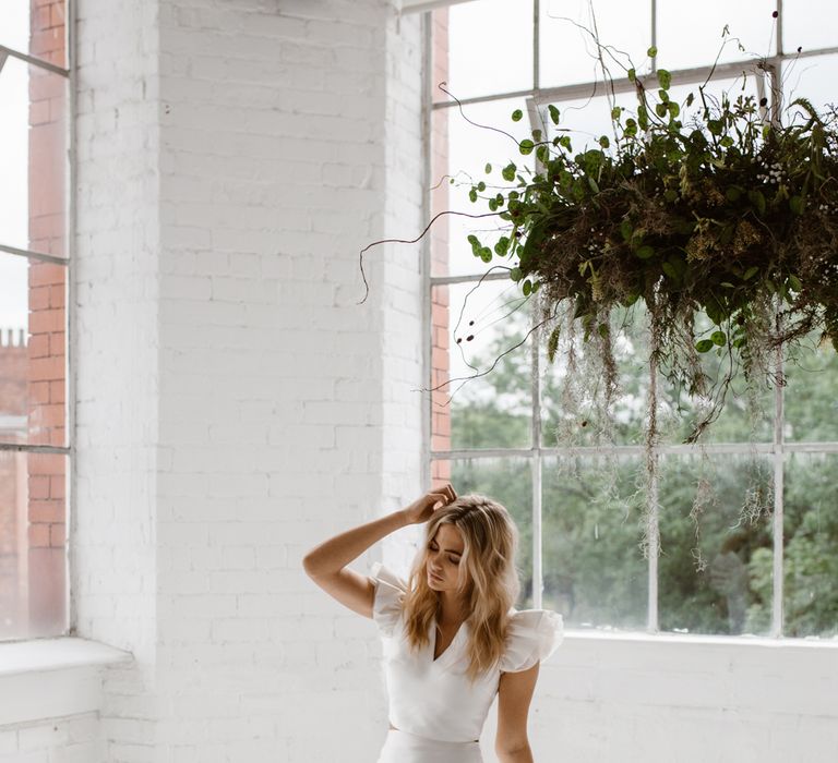 Bridal Separates From Halfpenny London // Minimalist Bridal Inspiration Styled By One Stylish Day With Foliage &amp; Dried Flowers // Bridal Wear By Halfpenny London // Images By Agnes Black