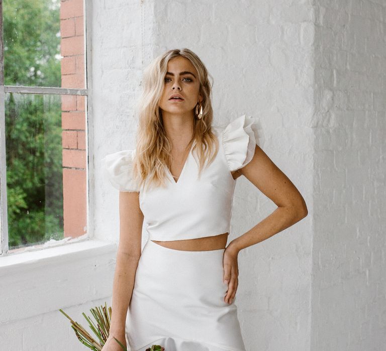 Bridal Separates From Halfpenny London // Minimalist Bridal Inspiration Styled By One Stylish Day With Foliage &amp; Dried Flowers // Bridal Wear By Halfpenny London // Images By Agnes Black