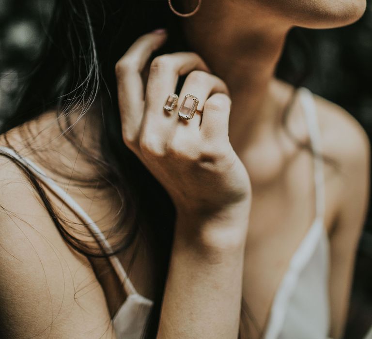 Emily Mortimer Jewellery | Minimalist Monochrome Inspiration with Anemone's &amp; White Genista Flowers styled by The Bijou Bride | Igor Demba Photography | Gione da Silva  Film