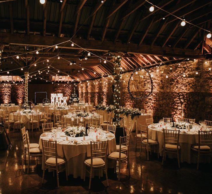 Kinkell Byre wedding reception and table set up