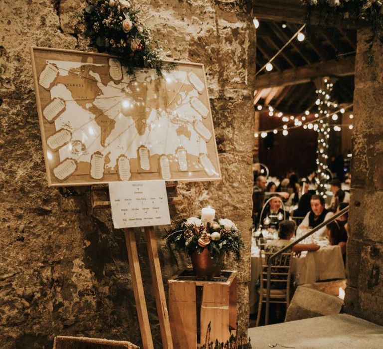 Travel themed wedding table plan