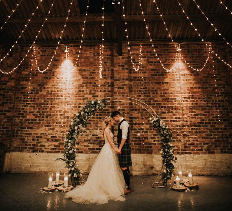 Fairy light canopy at Kinkell Byre wedding