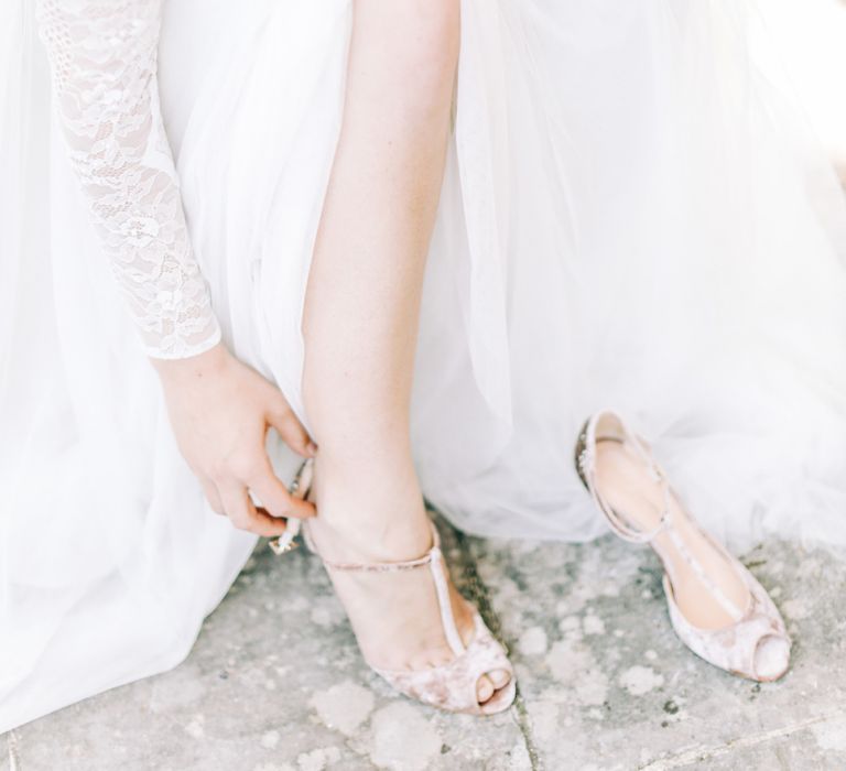 Elegant T-Bar Peep Toe Bridal Shoes