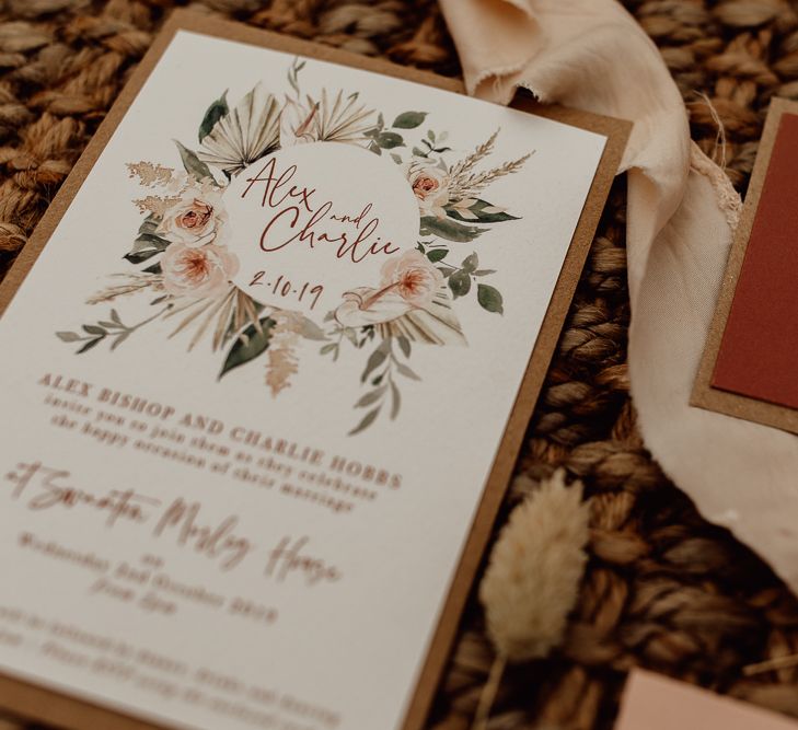 Natural Wedding Stationery Suit by Wonderland Invites with Floral Motif