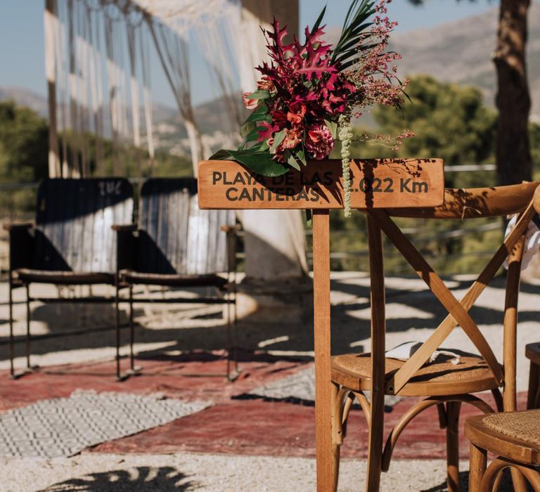 Outdoor Wedding by the Beach at Marqués de Montemolar, Spain, Planned &amp; Styled by Paloma Cruz Eventos | Water Sports Theme with Surf Boards Table Plan | Rubén Hernández Bridal Separates | Paco &amp; Aga Photography