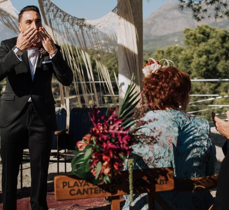 Outdoor Wedding by the Beach at Marqués de Montemolar, Spain, Planned &amp; Styled by Paloma Cruz Eventos | Water Sports Theme with Surf Boards Table Plan | Rubén Hernández Bridal Separates | Paco &amp; Aga Photography