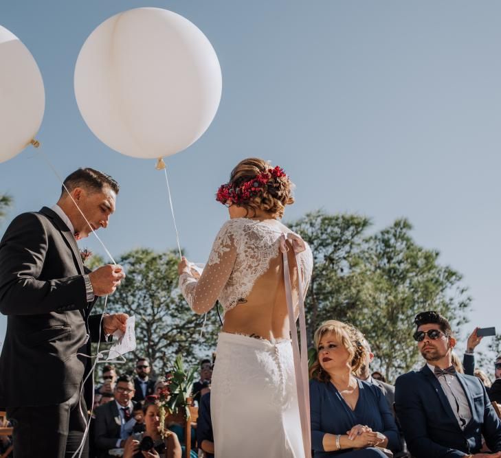 Outdoor Wedding by the Beach at Marqués de Montemolar, Spain, Planned &amp; Styled by Paloma Cruz Eventos | Water Sports Theme with Surf Boards Table Plan | Rubén Hernández Bridal Separates | Paco &amp; Aga Photography