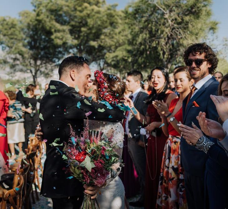 Outdoor Wedding by the Beach at Marqués de Montemolar, Spain, Planned &amp; Styled by Paloma Cruz Eventos | Water Sports Theme with Surf Boards Table Plan | Rubén Hernández Bridal Separates | Paco &amp; Aga Photography