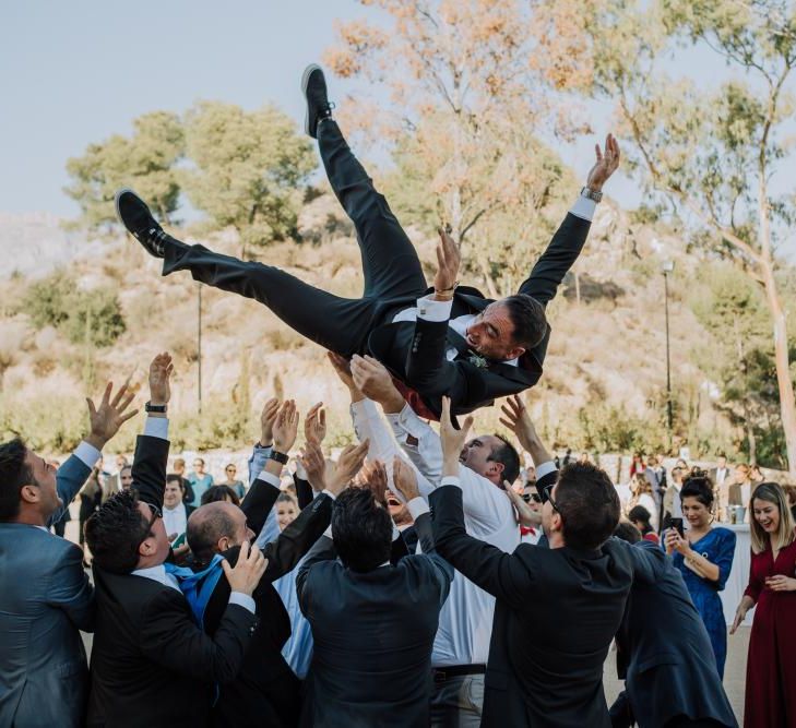 Outdoor Wedding by the Beach at Marqués de Montemolar, Spain, Planned &amp; Styled by Paloma Cruz Eventos | Water Sports Theme with Surf Boards Table Plan | Rubén Hernández Bridal Separates | Paco &amp; Aga Photography