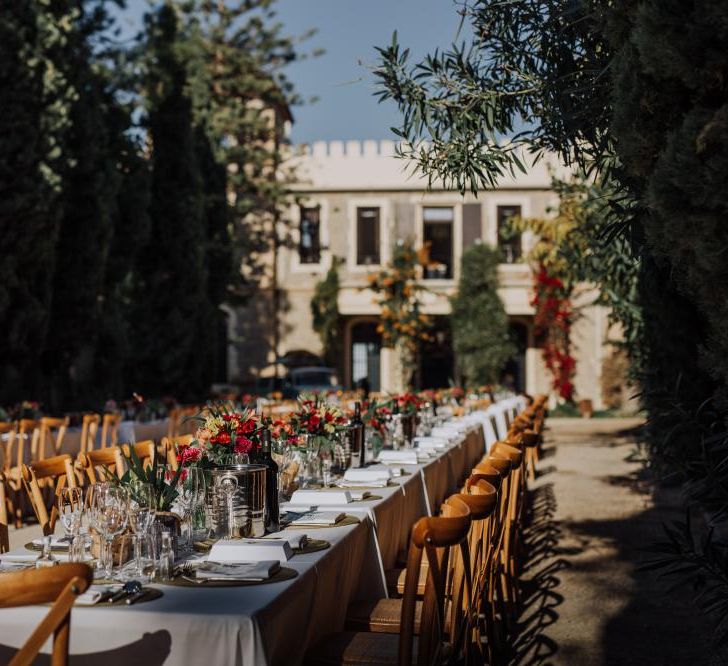 Outdoor Wedding by the Beach at Marqués de Montemolar, Spain, Planned &amp; Styled by Paloma Cruz Eventos | Water Sports Theme with Surf Boards Table Plan | Rubén Hernández Bridal Separates | Paco &amp; Aga Photography