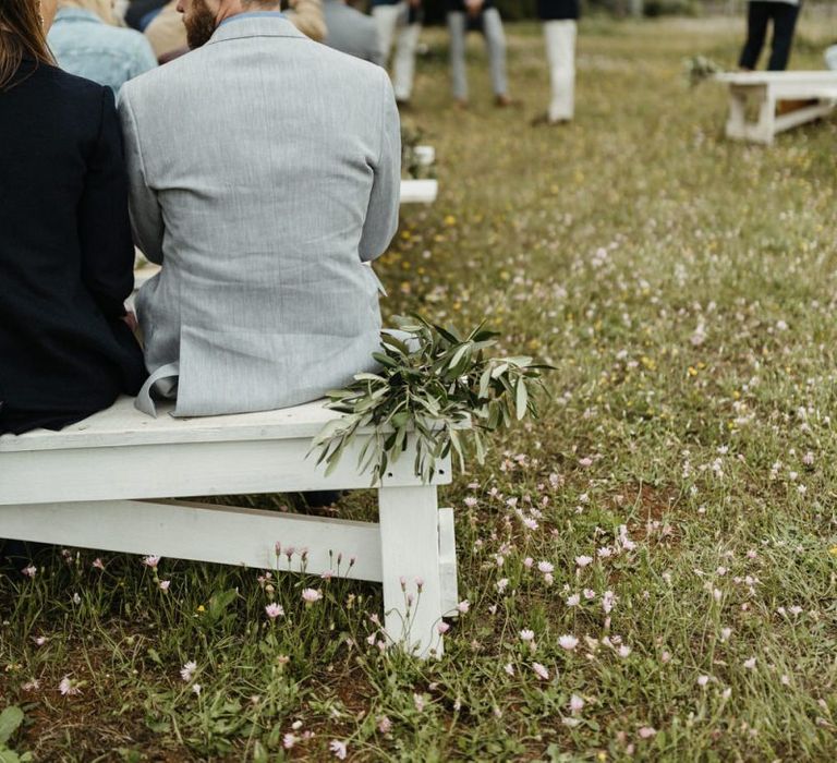 Groom and guests at Masseria Moroseta wedding ceremony