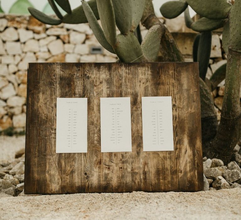 Simple wedding seating chart