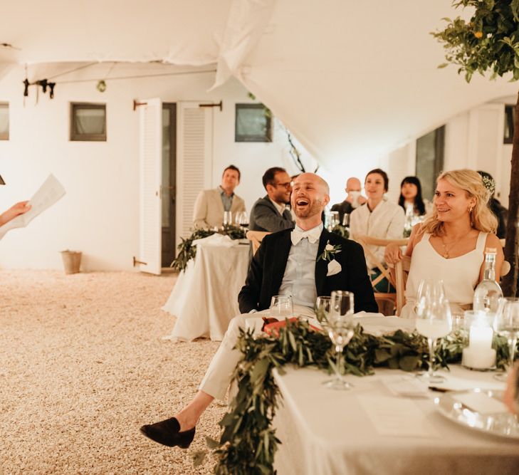 Bride makes wedding speech at Masseria Moroseta