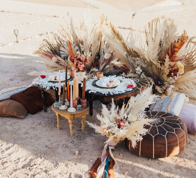 Intimate chill out area for Moroccan wedding