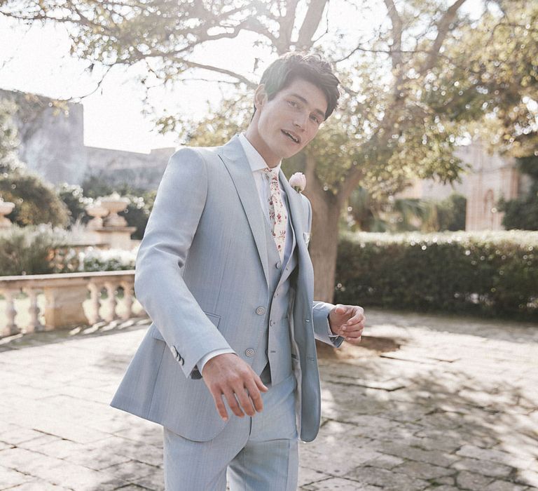 Baby Blue Suit For Groom From Moss Bros.