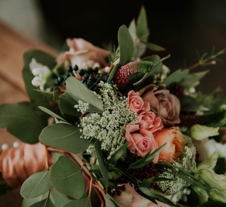 Winter Wedding Flowers | Copper &amp; Greenery Industrial Winter Wedding at The West Mill Derby, Styled by The Vintage House That Could | Rosie Kelly Photography | Jason Lynch Weddings