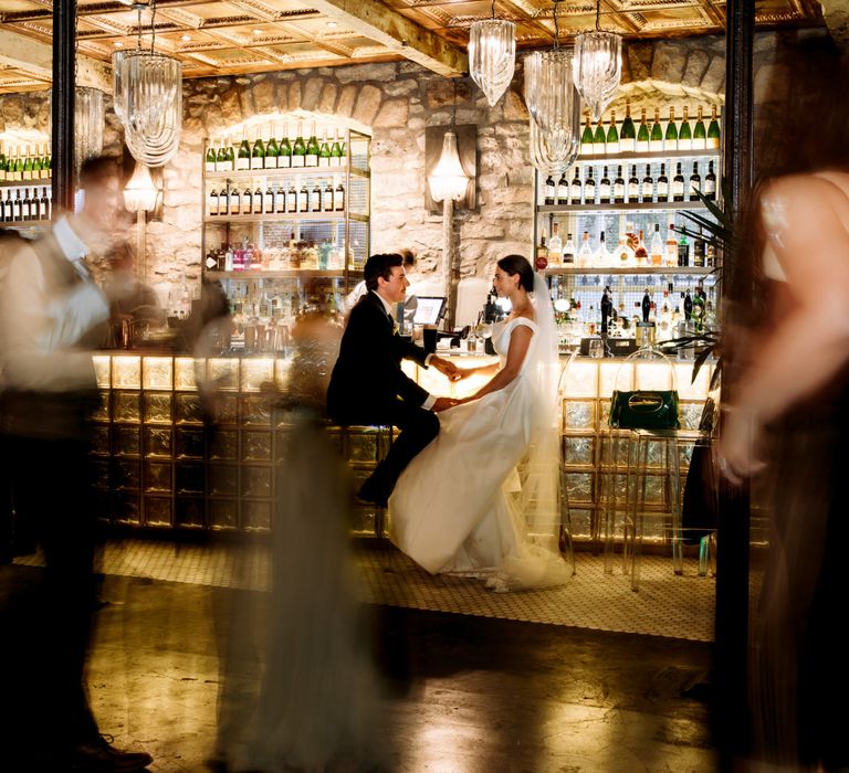 Bride and groom at Holmes Mil wedding venue