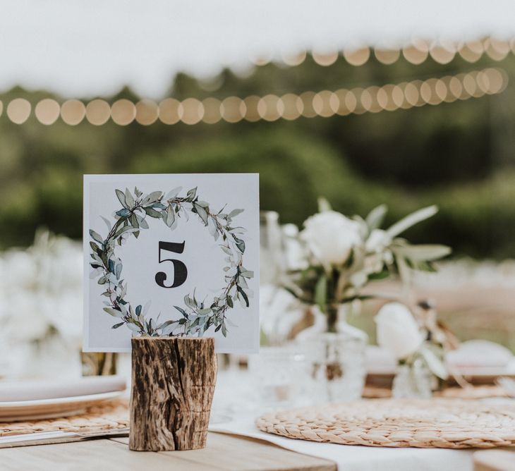 Laurel Wedding Table Number Sign in Tree Stump