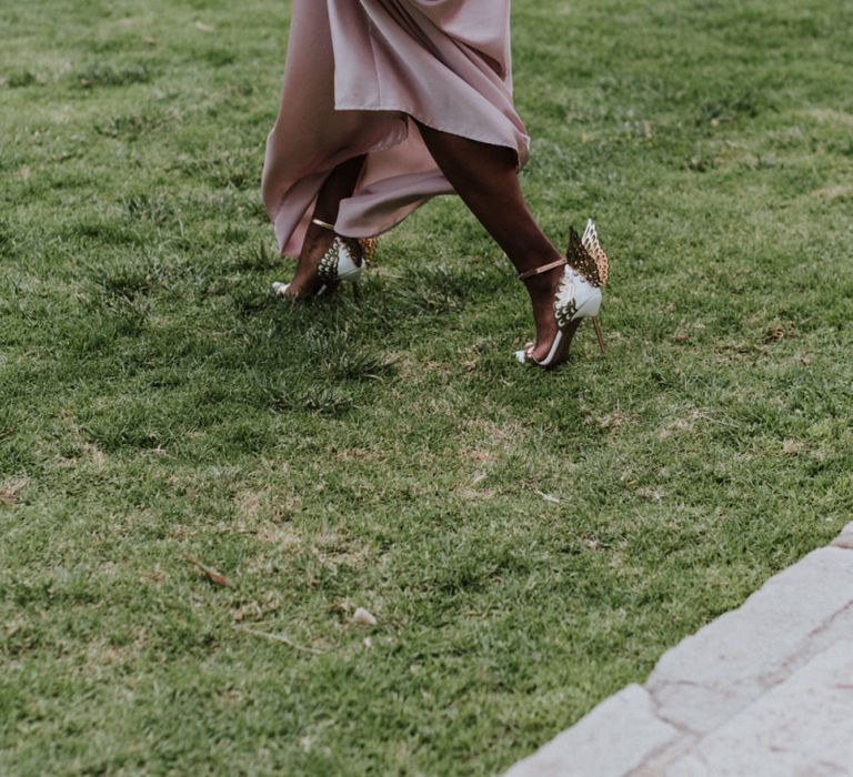 Wedding Guest in Sophia Webster Evangeline Sandals with Angel Wing Backs