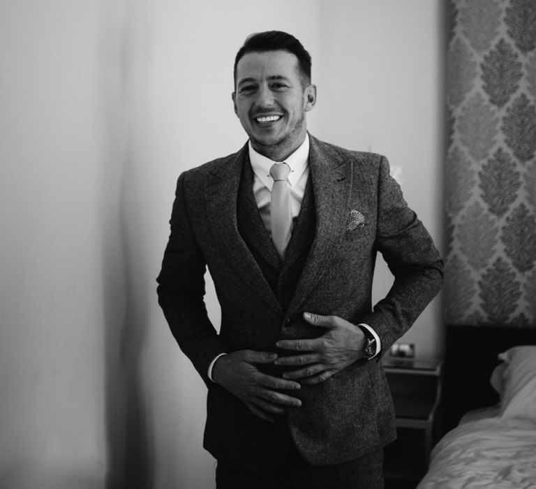 Groom in wool suit