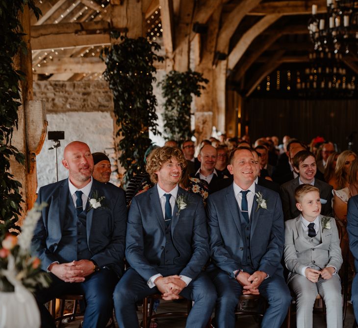 Groomsmen in blue wedding suits