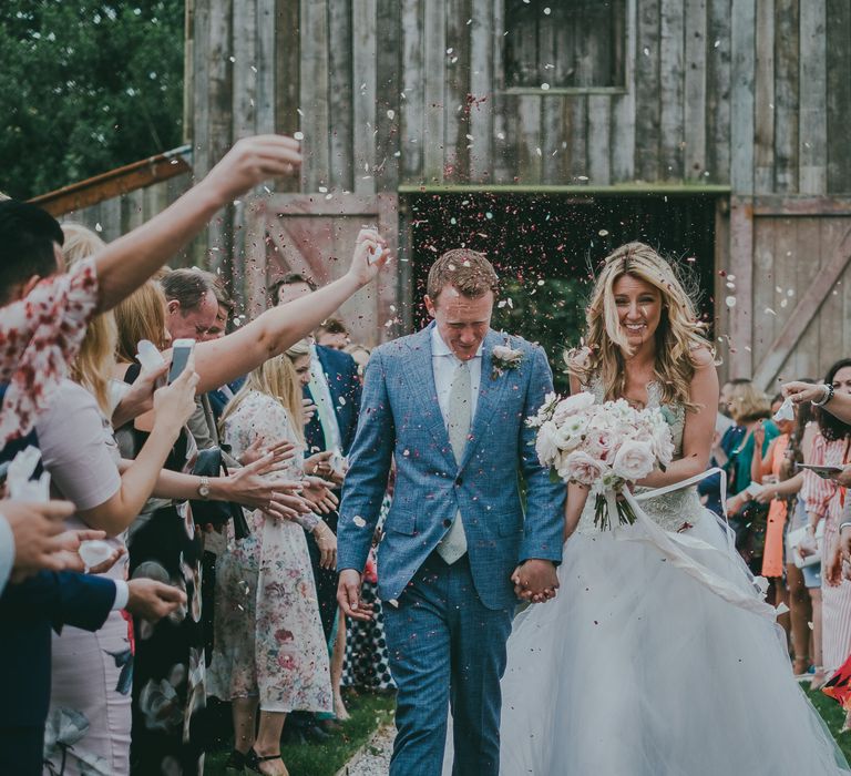 Confetti Shot Nancarrow Farm Wedding // Image By Ross Talling Photography