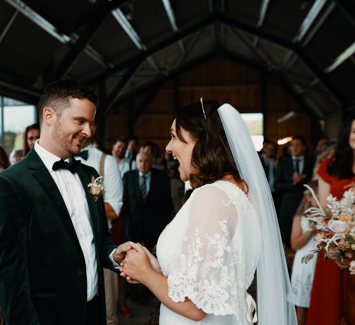 Bride and groom exchange vows