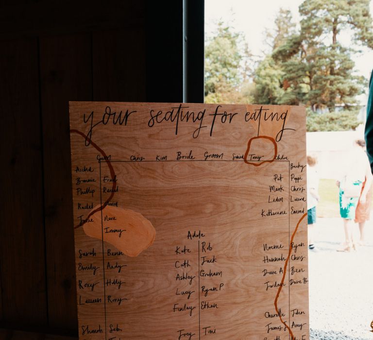 Wooden wedding table plan