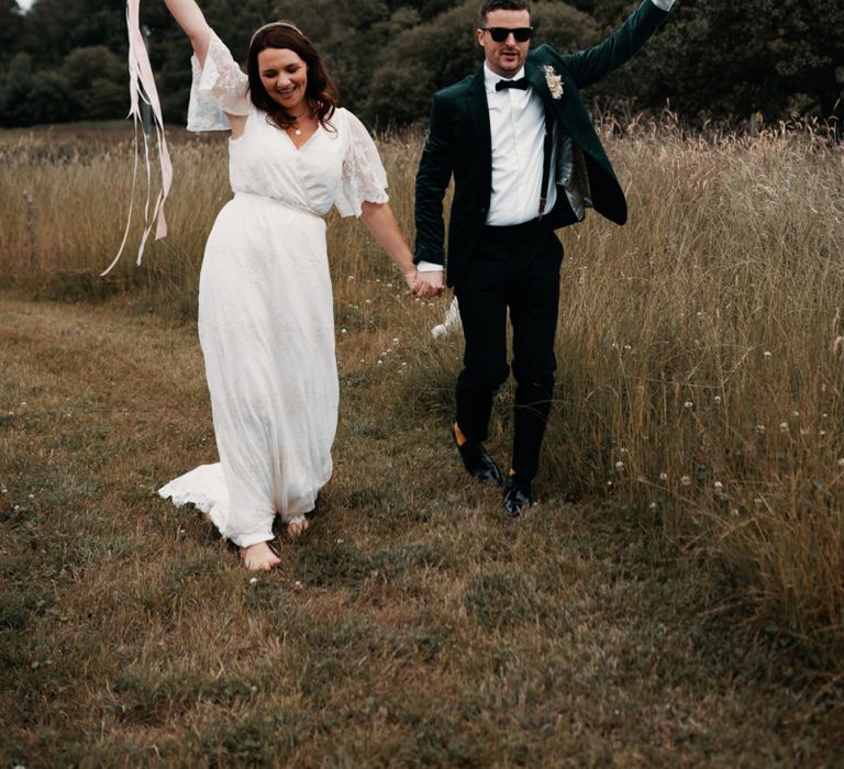 Bride and groom at Wales wedding