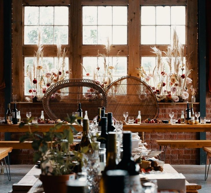 The Giraffe Shed venue in Wales decorated in Autumn wedding colours