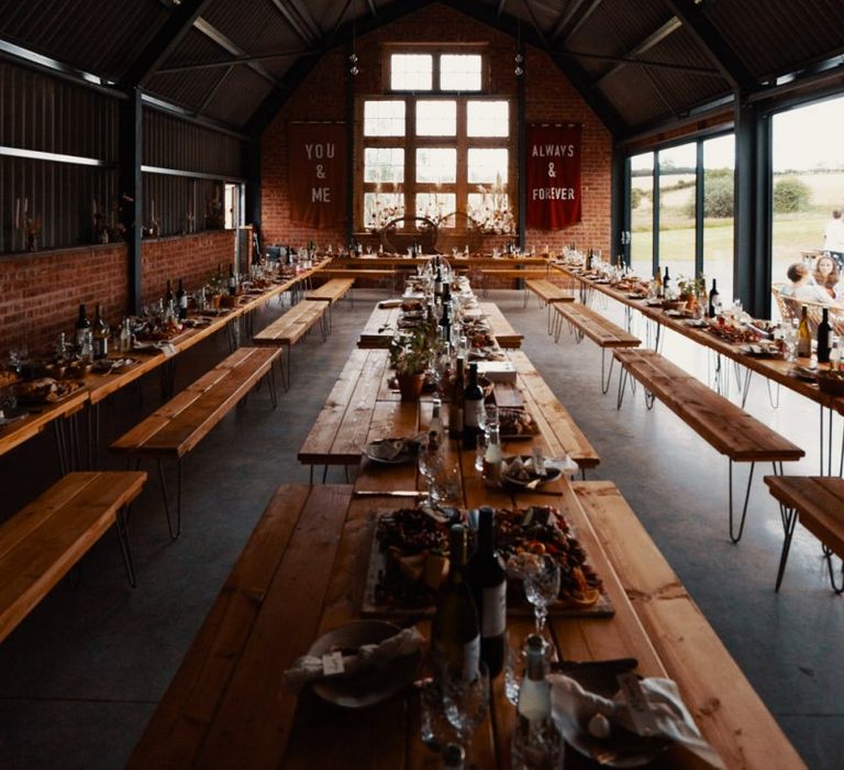 The Giraffe Shed venue in Wales decorated in Autumn wedding colours