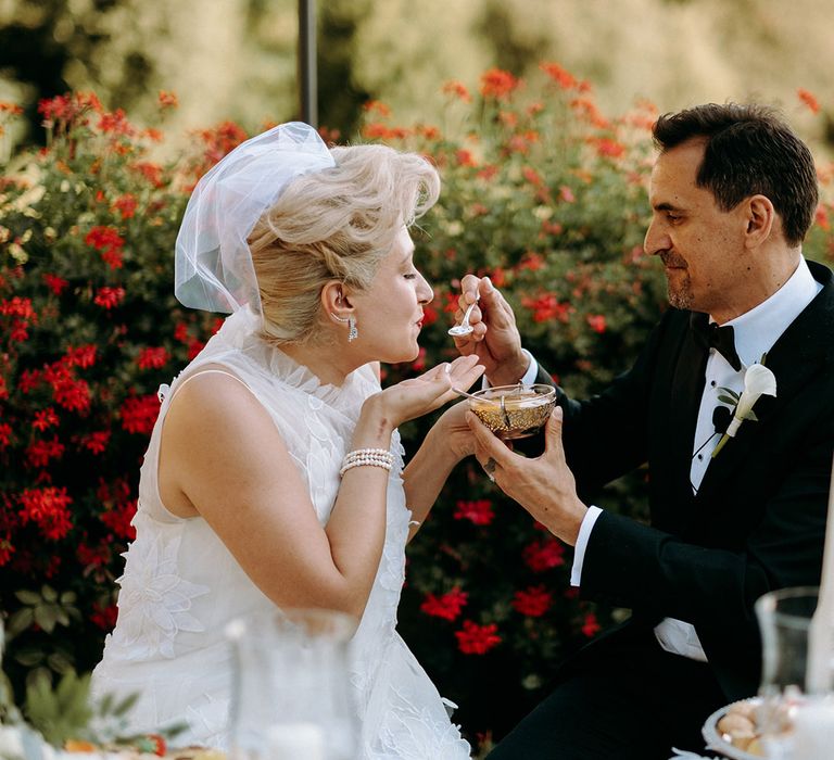 Bride and groom during Persian wedding ceremony