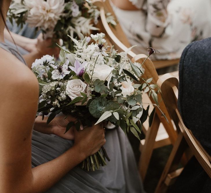 Wedding Bouquet with Grey Bridesmaid Dress