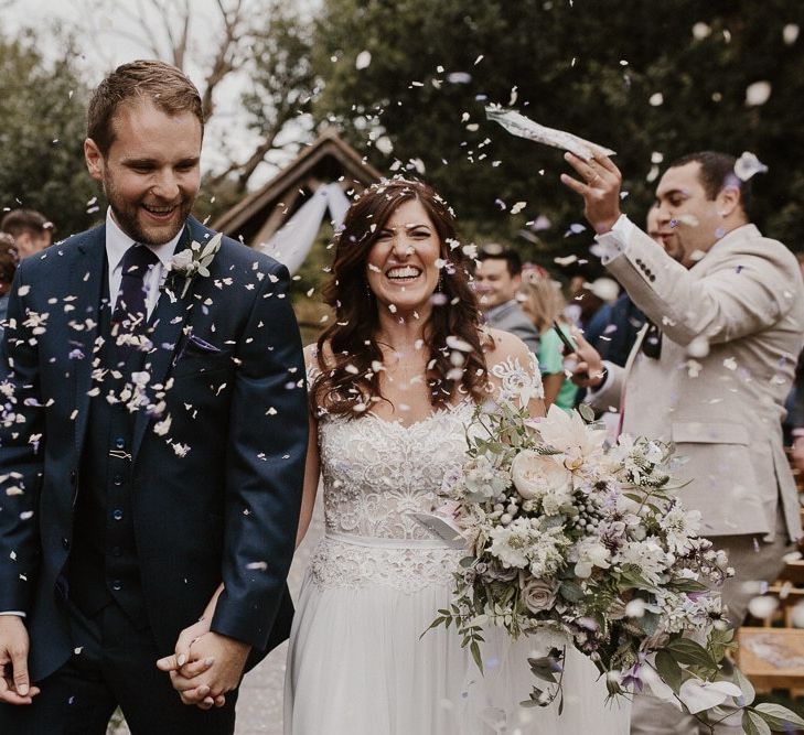 Confetti Throwing With Bride and Groom