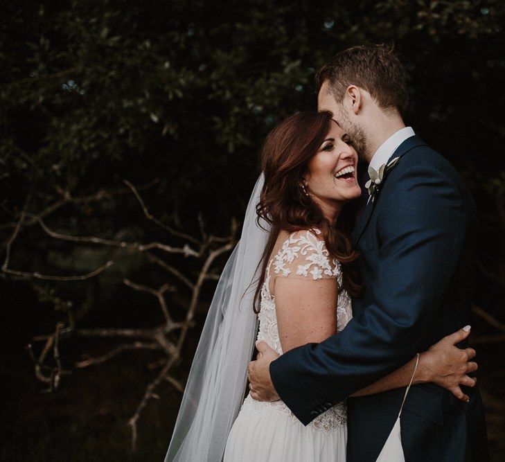 Wedding Portrait of Bride and Groom Happy Couple