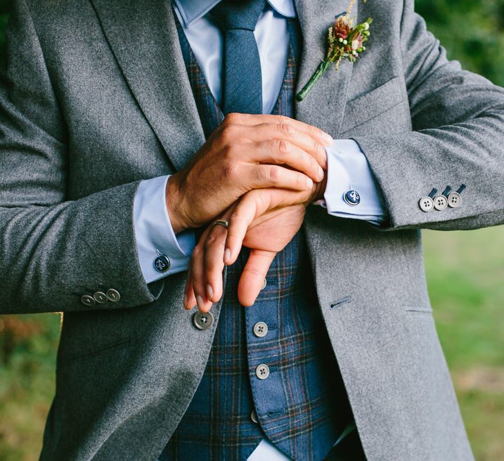 Groom In Bespoke Three Piece Suit By Fox Tailoring // Tipi Wedding At Weald Country Park Essex With Bride In Maggie Sottero Planned By Louise Perry With Images From Jasmine Jade Photography