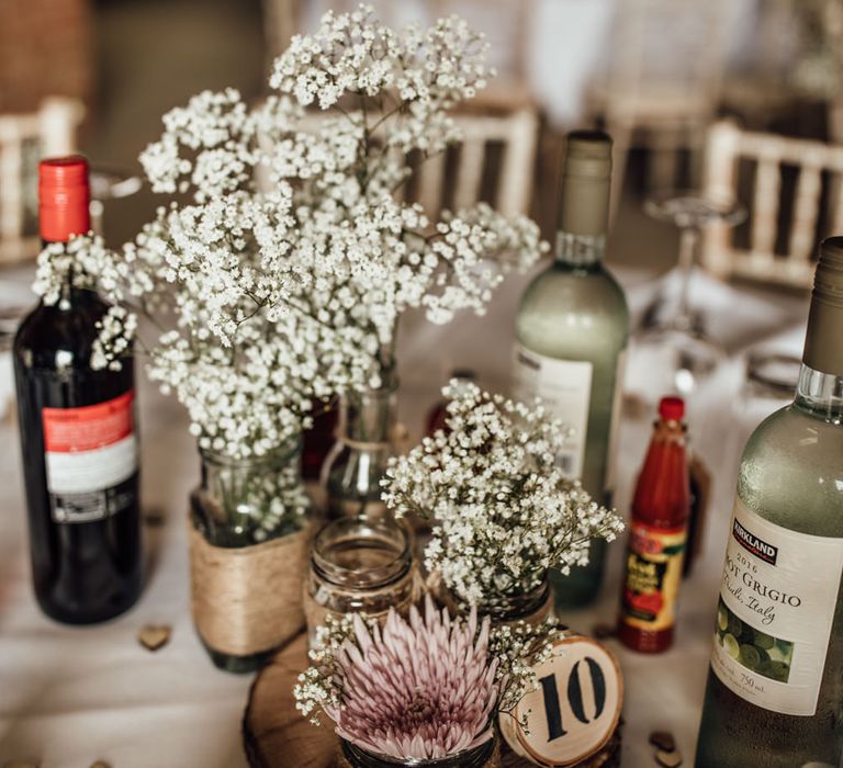 Gyp Wedding Flowers For Table // Caribbean Influenced Wedding Kingsthorpe Lodge Barn With Steel Band And Bride In Maggie Sottero Images From Ania Ames Photography