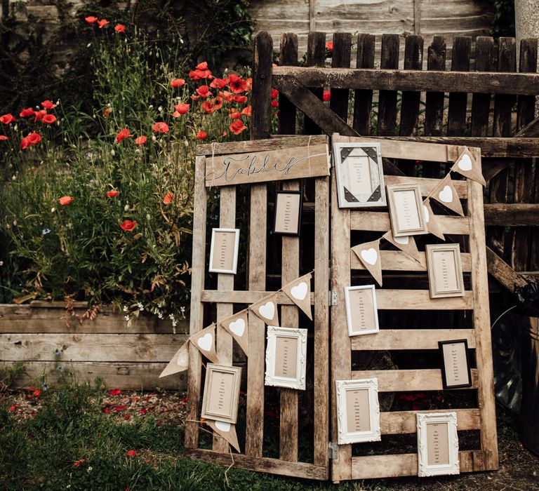 Wooden Palette Table Plan // Caribbean Influenced Wedding Kingsthorpe Lodge Barn With Steel Band And Bride In Maggie Sottero Images From Ania Ames Photography