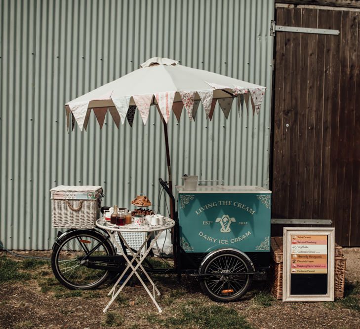 Ice Cream Cart For Wedding // Caribbean Influenced Wedding Kingsthorpe Lodge Barn With Steel Band And Bride In Maggie Sottero Images From Ania Ames Photography