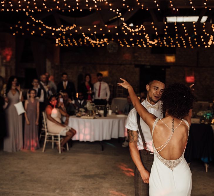 First Dance // Caribbean Influenced Wedding Kingsthorpe Lodge Barn With Steel Band And Bride In Maggie Sottero Images From Ania Ames Photography