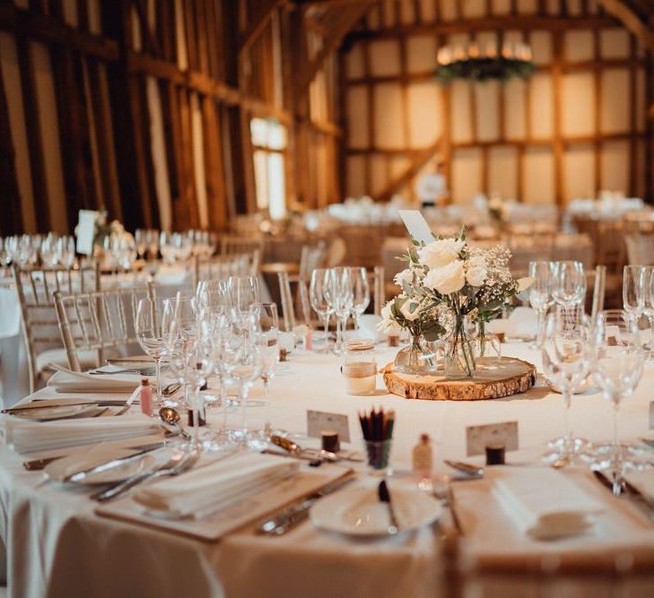 Wedding table decor and favours at Micklefield Hall wedding