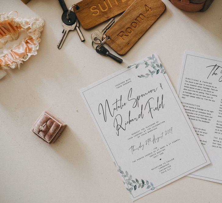 Foliage wedding stationery at Farbridge wedding venue