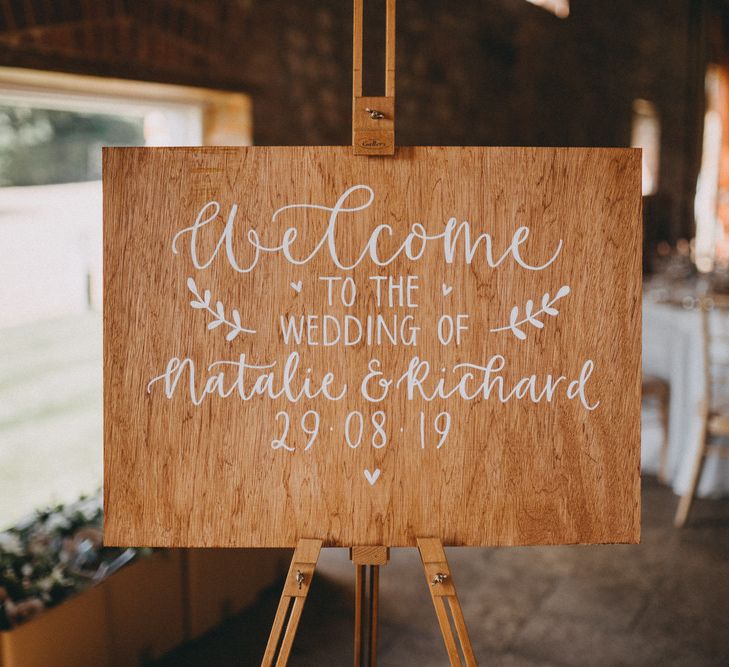 Wooden wedding sign for Farbridge wedding venue